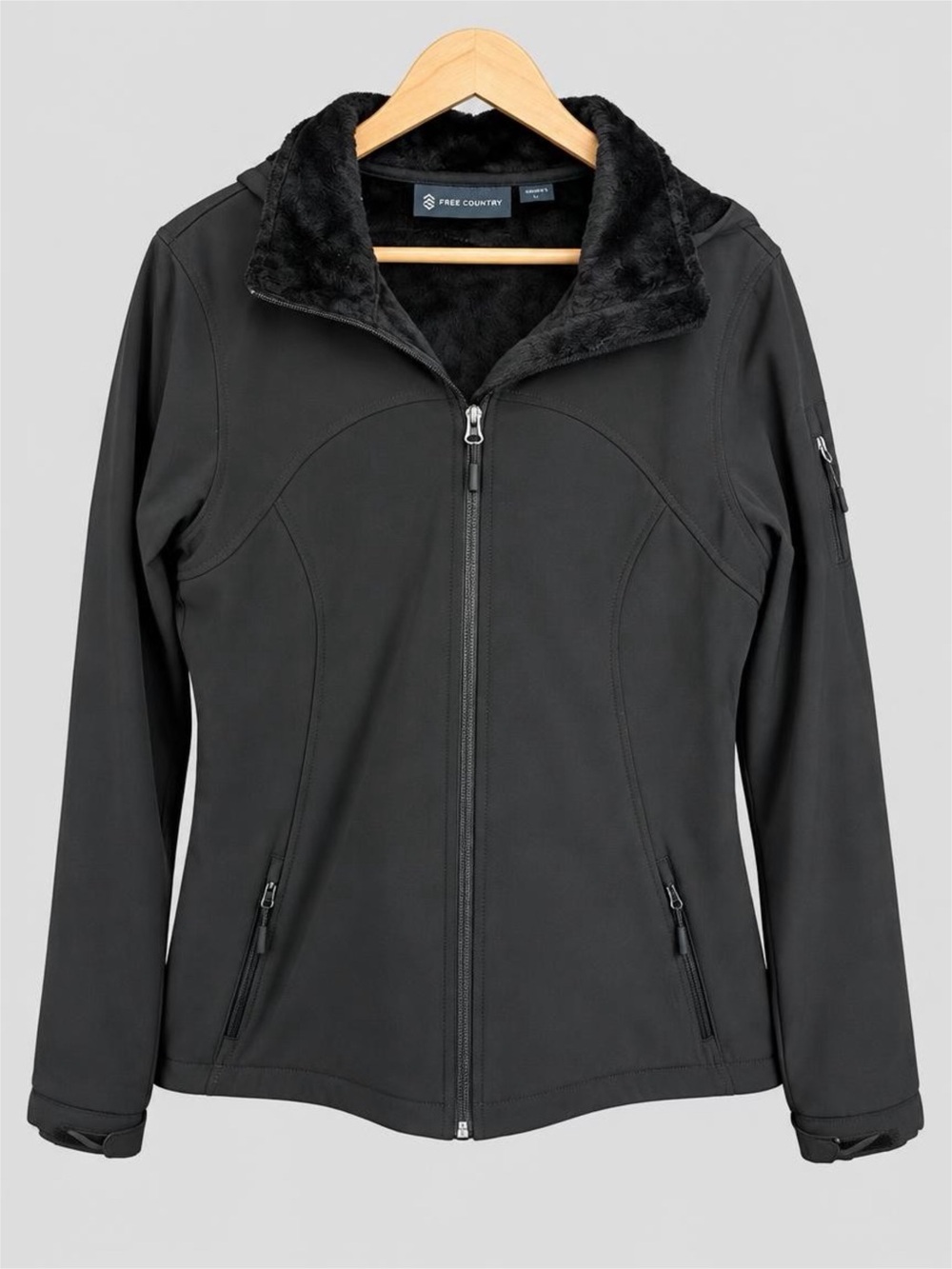 Free Country Black Faux-Fur Collar Utility Jacket - XL